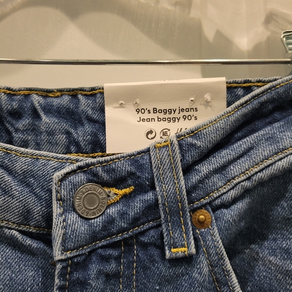 H&M RECYCLED DENIM 90'S BAGGY HIGH RISE JEANS NWT - Picture 6 of 10